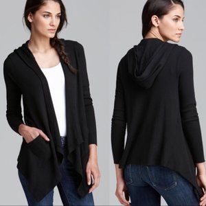 [Splendid] Black Waffle Knit Hooded Cardigan
